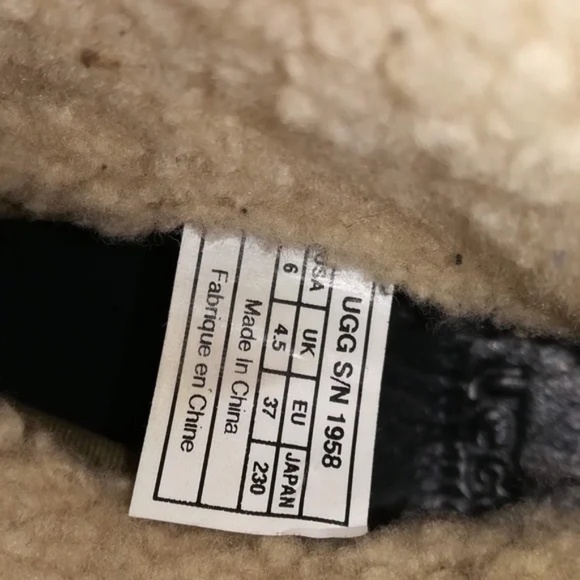 UGG boots leather wooden heels shearling fold-down "Lynnea" US 6 - Picture 3 of 6